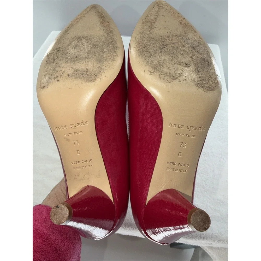 Kate Spade New York Vero Cuoio Hot Pink Pointed Toe Heels Size 7.5 Made In Italy